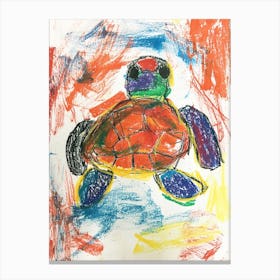 Minimalist Oil Pastel Scribble Sea Turtle Canvas Print
