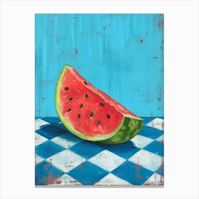 Watermelon Blue Checkerboard 2 Canvas Print