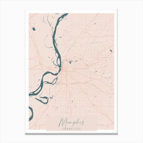 Memphis Tennessee Pink and Blue Cute Script Street Map Canvas Print