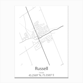 Russell,Canada Minimalist Map Canvas Print