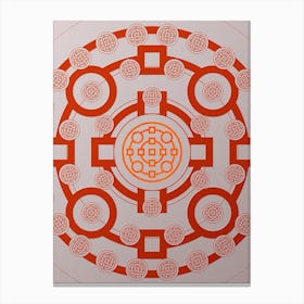 Geometric Abstract Glyph Circle Array in Tomato Red n.0272 Canvas Print