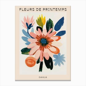 Spring Floral French Poster  Dahlia 2 Canvas Print
