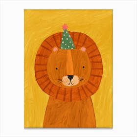 Lion In A Party Hat Canvas Print