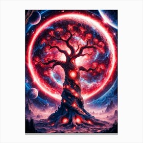 Red Fantasy Space Tree Canvas Print