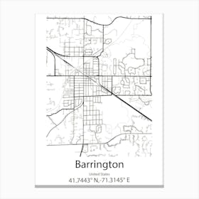 Barrington,United States Minimalist Map 1 Canvas Print