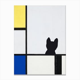 Composition With Yellow, Blue, Black Catand Light Blue, Piet Mondrian  Inspired Canvas Print