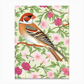 House Sparrow William Morris Style Bird Canvas Print