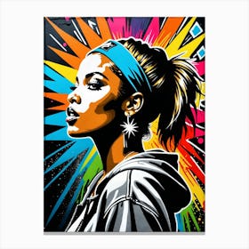 Graffiti Mural Of Beautiful Hip Hop Girl 2 Canvas Print