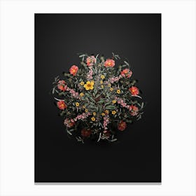 Vintage Sweetbriar Rose Botanical Wreath on Wrought Iron Black n.1801 Canvas Print