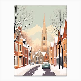 Vintage Winter Travel Illustration Stratford Upon Avon United Kingdom 2 Canvas Print
