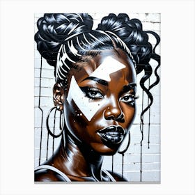 Graffiti Mural Of Beautiful Black Woman 370 Canvas Print