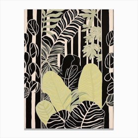 B&W Plant Illustration Calathea Canvas Print