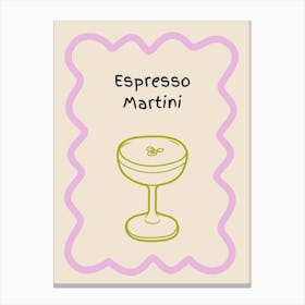 Espresso Martini Doodle Poster Lilac & Green Canvas Print