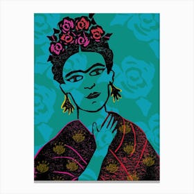 Frida With Roses Canvas Print