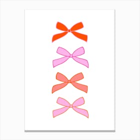 Pink And Orange Bows Canvas Print