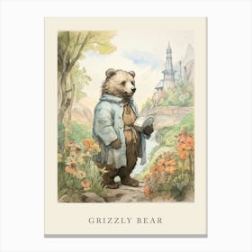Beatrix Potter Inspired  Animal Watercolour Grizzly Bear 2 Canvas Print