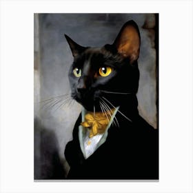Dr Frog Black Mister Cat Pet Portraits Canvas Print