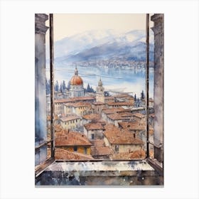 Winter Cityscape Lake Como Italy 3 Canvas Print
