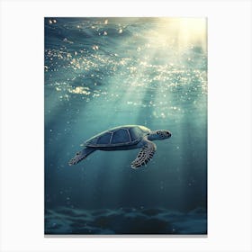 Sea Turtle In The Ocean. Generated AI. Art Print 1 Canvas Print