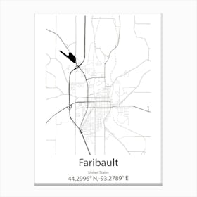 Faribault,United States Minimalist Map Canvas Print