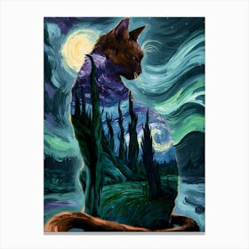 Starry Night Cat Canvas Print