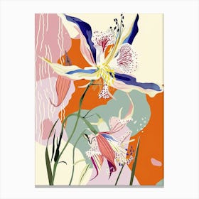 Colourful Flower Illustration Columbine 3 Canvas Print