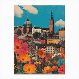 Stockholm   Floral Retro Collage Style 1 Canvas Print