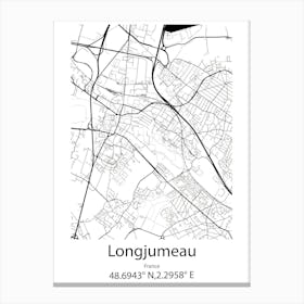 Longjumeau,France Minimalist Map Canvas Print