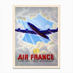 1953 Air France Travel Poster Canvas Print