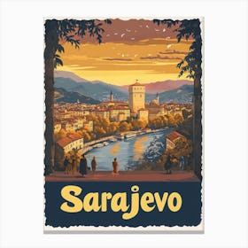 Aihrgdesign A Mid Century Modern Travel Poster For Sarajevo 1 Canvas Print