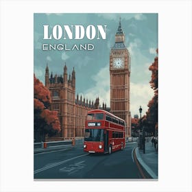 Vintage Big Ben Travel Postcard - London, England Canvas Print