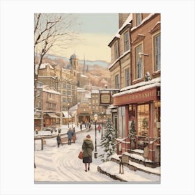 Vintage Winter Illustration Edinburgh Scotland 7 Canvas Print