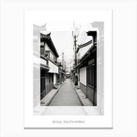 Poster Of Seoul, South Korea, Black And White Old Photo 1 Canvas Print