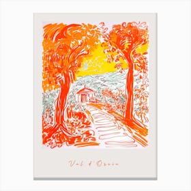 Val D'Orcia 2 Italy Orange Drawing Poster Canvas Print