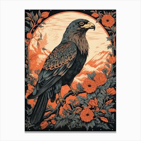 Vintage Bird Linocut Eagle 1 Canvas Print