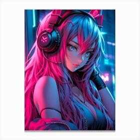 Anime Girl With Headphones 5 Canvas Print