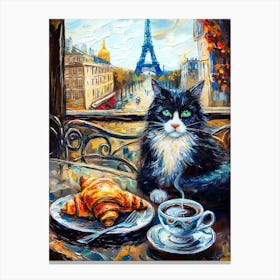 Parisian Cafe Cat Canvas Print