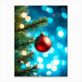 Christmas Tree Ball Background Holiday Merry Celebration Pine Ornament Glow Happy Design (9) Canvas Print