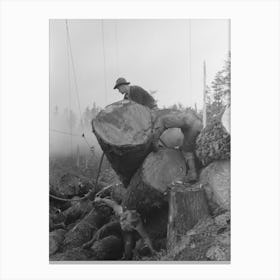 Untitled Photo, Possibly Related To The Choker Puts Choker Loop On Log For Transporting From Woods To Yard By Canvas Print