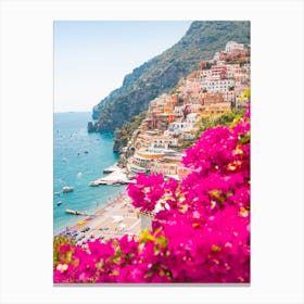 Pink Positano Amalfi Coast Canvas Print