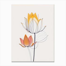 Double Lotus Minimal Line Drawing 5 Canvas Print