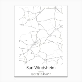 Bad Windsheim,Germany Minimalist Map Canvas Print