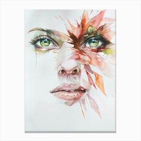 Watercolor Of A Woman'S Face 2 Canvas Print