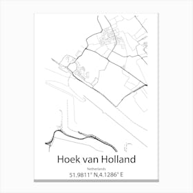 Hoek Van Holland,Netherlands Minimalist Map Canvas Print