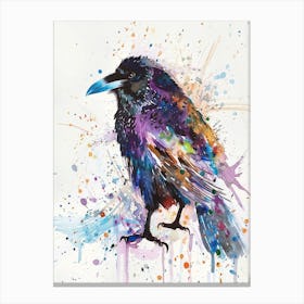 Crow Colourful Watercolour 2 Canvas Print