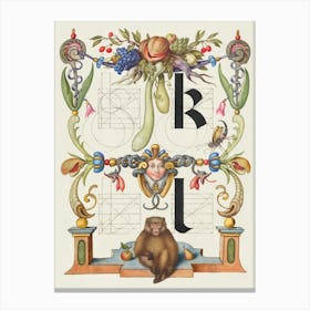 Guide For Constructing The Letters K And L From Mira Calligraphiae Monumenta, Joris Hoefnagel Canvas Print