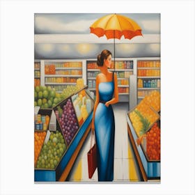 Woman In A Grocery Store Canvas Print