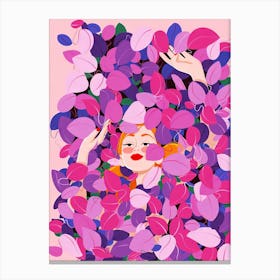 Girl In A Flower Field Canvas Print