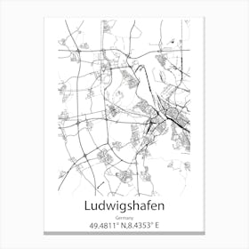 Ludwigshafen,Germany Minimalist Map Canvas Print