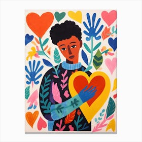 Heart Portrait Of A Person Matisse Inspired Patterns 5 Canvas Print